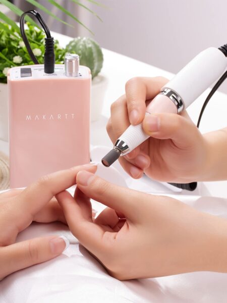 Makartt Rechargeable Nail Drill 30000RPM Portable Electric E File MALORY Acrylic Nail Gel Polish Remover Machine with Nail Drill Bit Set for Manicure Nail Art Salon Nail Tech Home DIY, Pink