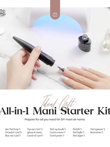 Beetles Gel Nail Polish Kit with Led Light Base Gel Top Coat, 6 Colors Nude Neutral Gel Polish Starter Kit, Soak off LED Gel Polish Set DIY Manicure Home Nail Essentials