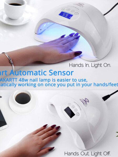 Makartt UV LED Nail Lamp 48W Professional Nail Dryer with 3 Timer Setting UV Light for Nails Polish LED UV Nail lamp for Gel Nails Fast Dry Nail Curing Light for Salon Nail Art Equipment C-07