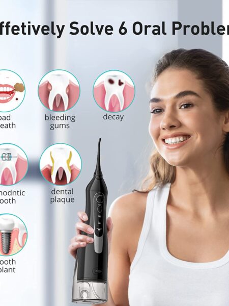 Water Dental Flosser Teeth Pick: Portable Cordless Oral Irrigator 300ML Rechargeable Travel Irrigation Cleaner IPX7 Waterproof Electric Waterflosser Traveling Flossing Machine for Teeth Cleaning