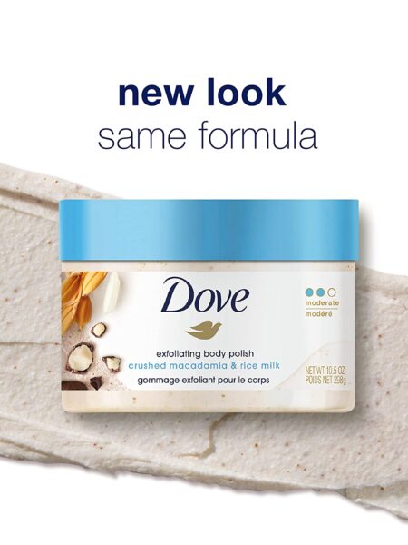 Dove Scrub Macadamia & Rice Milk Reveals Visibly Smoother Skin Body Scrub That Nourishes Skin 10.5 oz