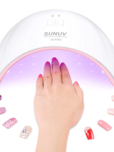 SUNUV UV LED Nail Lamp, Gel UV Light Nail Dryer for Gel Nail Polish Curing Lamp with Sensor 2 Timers SUN9C Pink Valentine Gift for Woman Girl